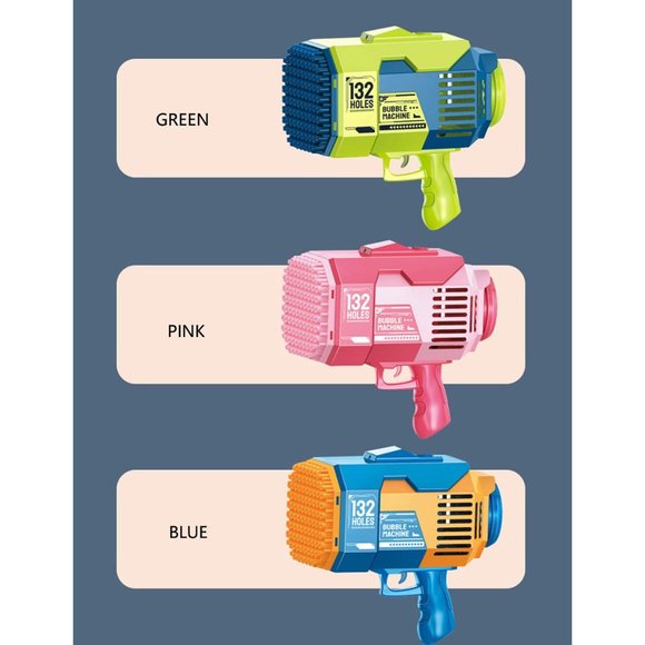 Blue 132 Holes Bubble Gun Upgraded Bazooka Big Rocket Bubble Blaster Gun - Picture 4 of 6